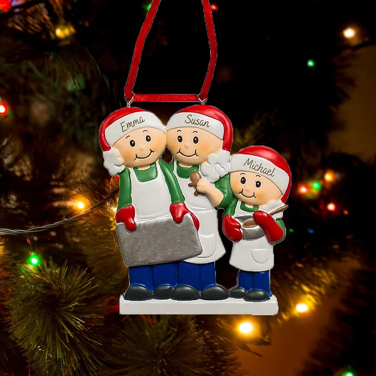 Family of 3 Personalized Baking Family Christmas Ornament