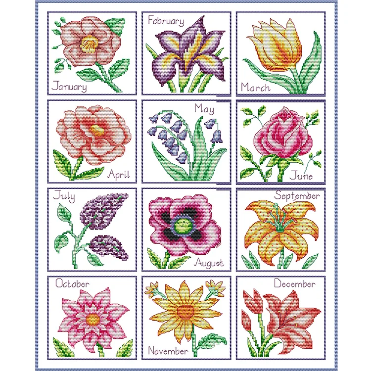 Joy Sunday Month - Flowers 11CT/14CT Stamped Cross Stitch 45*56CM