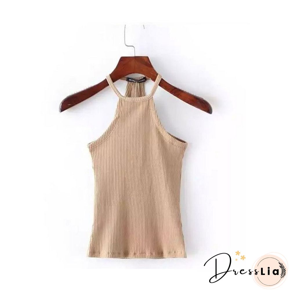 Summer Casual Knit Basic Tank Top Women Ribbed Stretchy Solid Sport Summer Crop Top Off Shoulder Sexy T Shirt