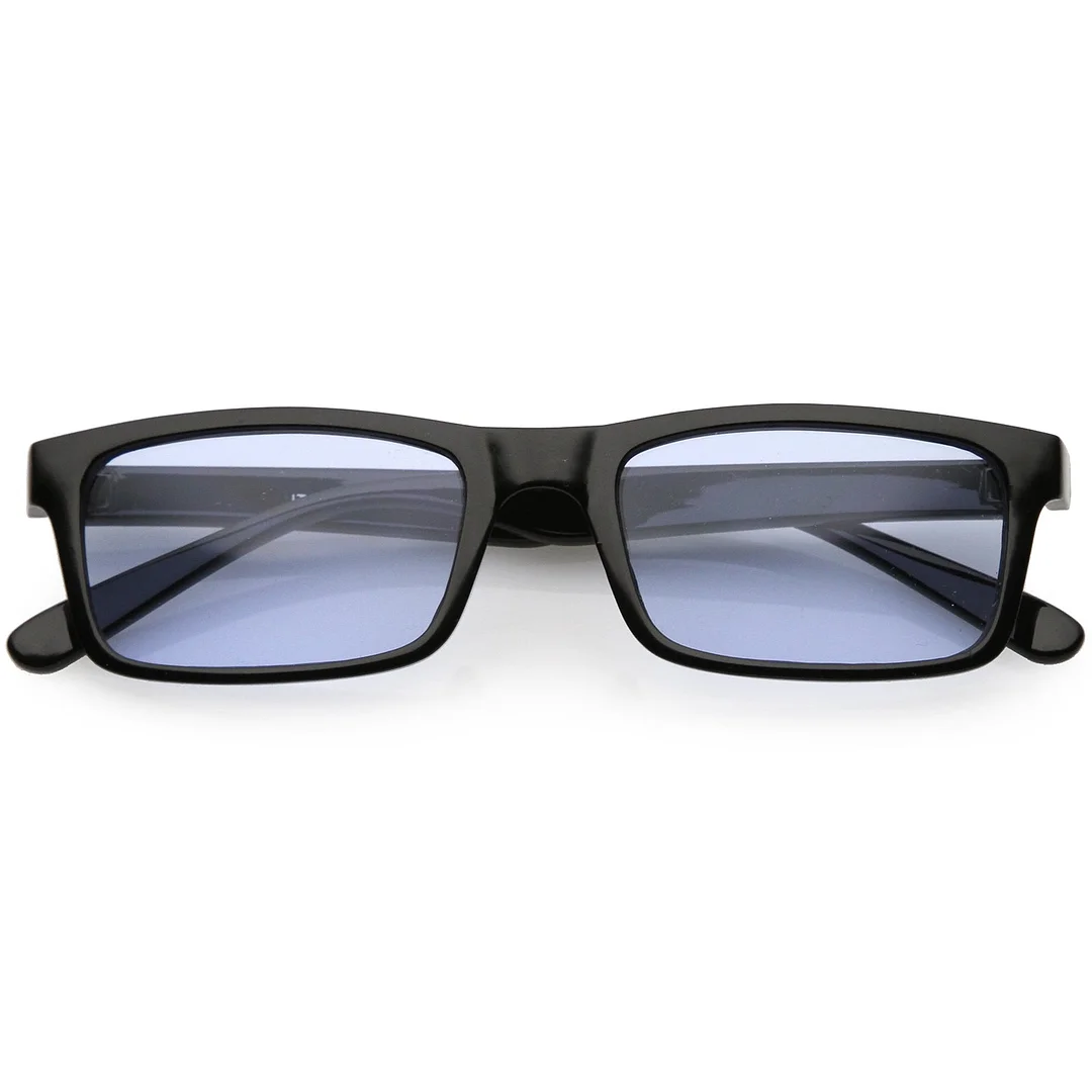 Retro Horn Rimmed Rectangle glasses Wide Arms Color Tinted Lens 52mm