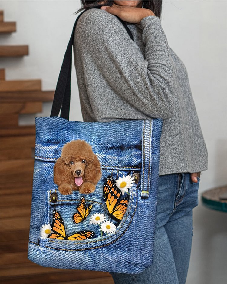 Poodle1-Butterfly Daisies Fait-CLOTH TOTE BAG