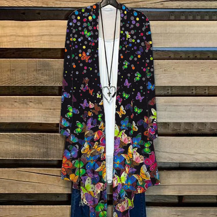 Butterfly Print Long Sleeve Cardigan