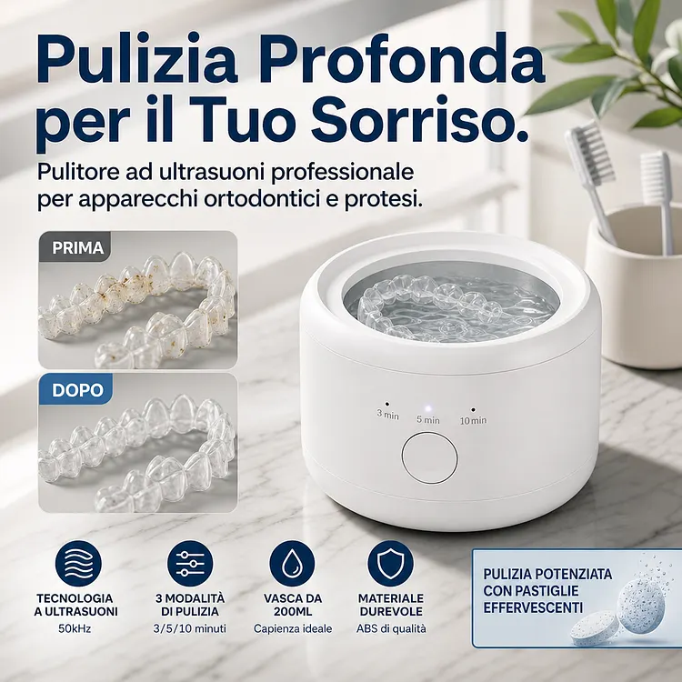 Macchina per la pulizia ad ultrasuoni per piccoli apparecchi ortodontici