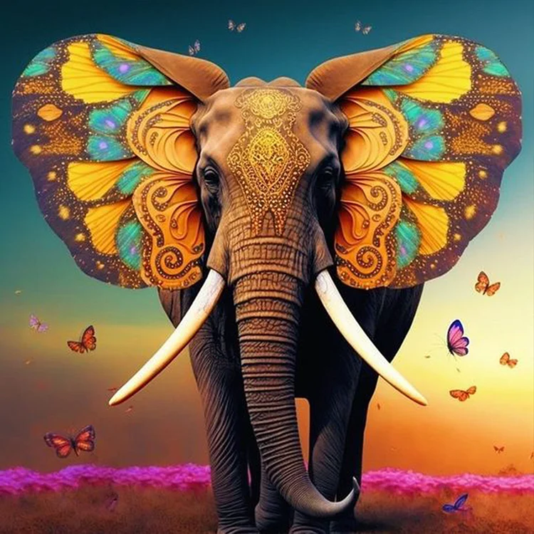 Full Round Diamond Painting - Butterfly Elephant 30*30CM