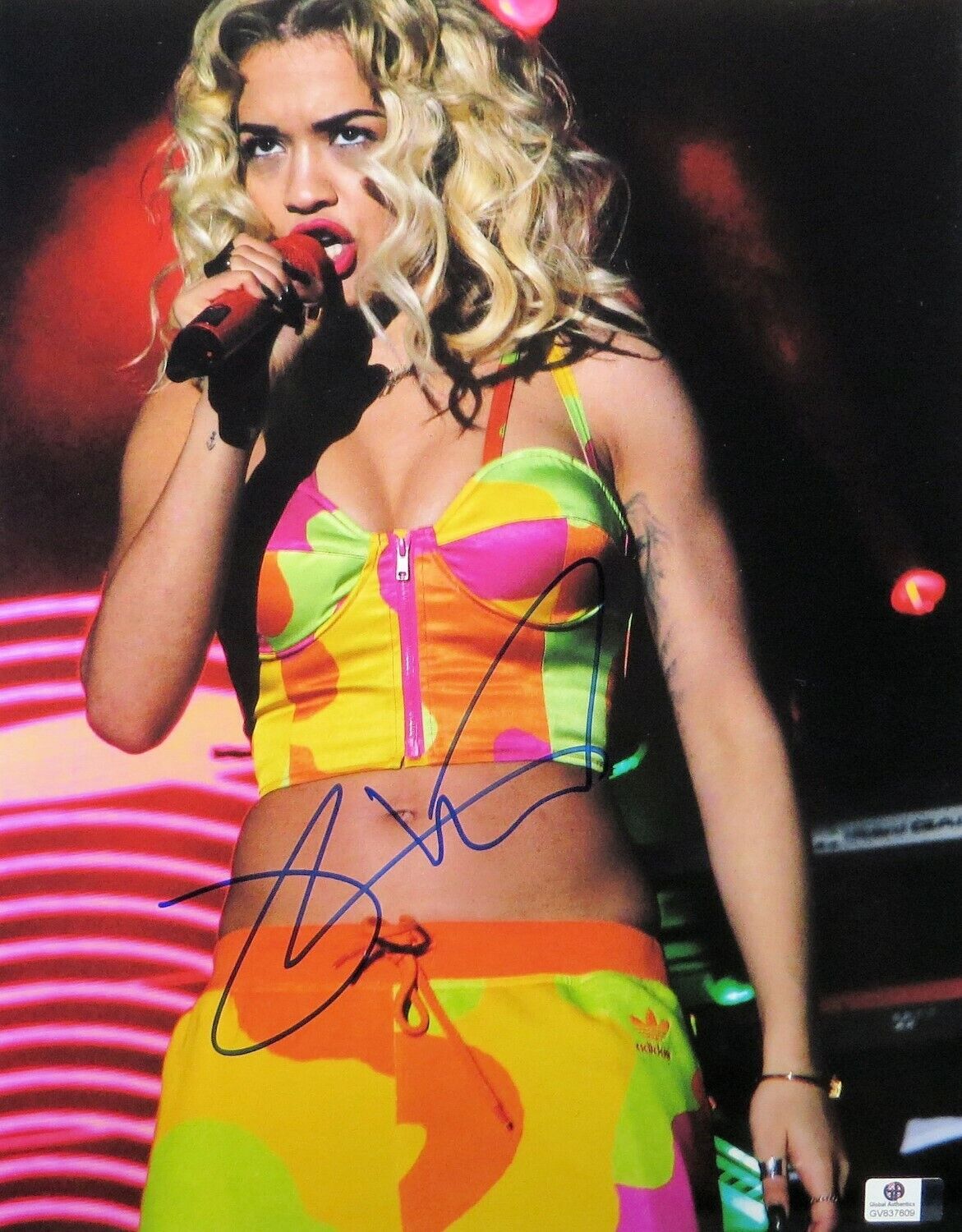 Rita Ora Signed Autographed 11X14 Photo Poster painting Sexy Singing Pastel Outfit GV837809