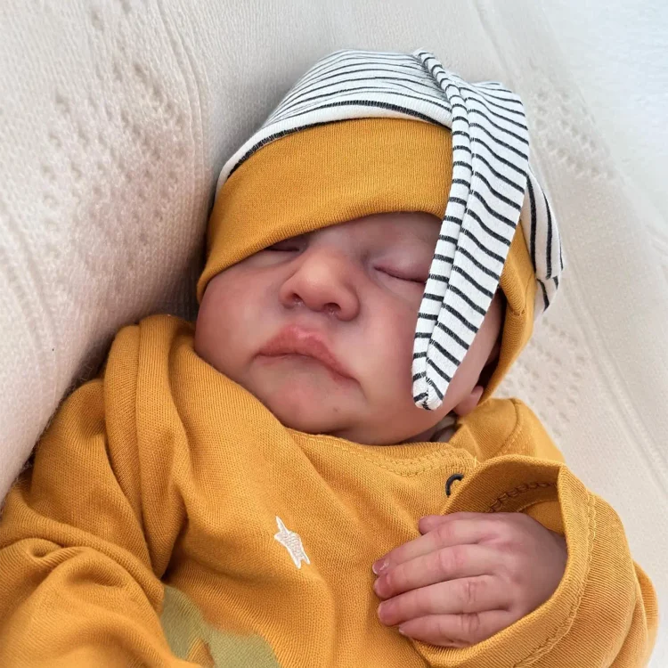 [New] 20" Newborn Lifelike Sleeping Baby Painted Hair Doll Boy Named Botinasa：Realistic Reborn Baby Dolls By Rsgdolls®