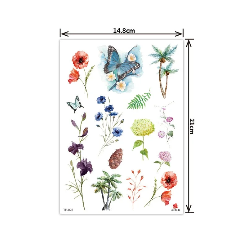 New style tattoo stickers anti-real big picture waterproof sweat flower arm tattoo stickers sika deer parrot tattoo stickers