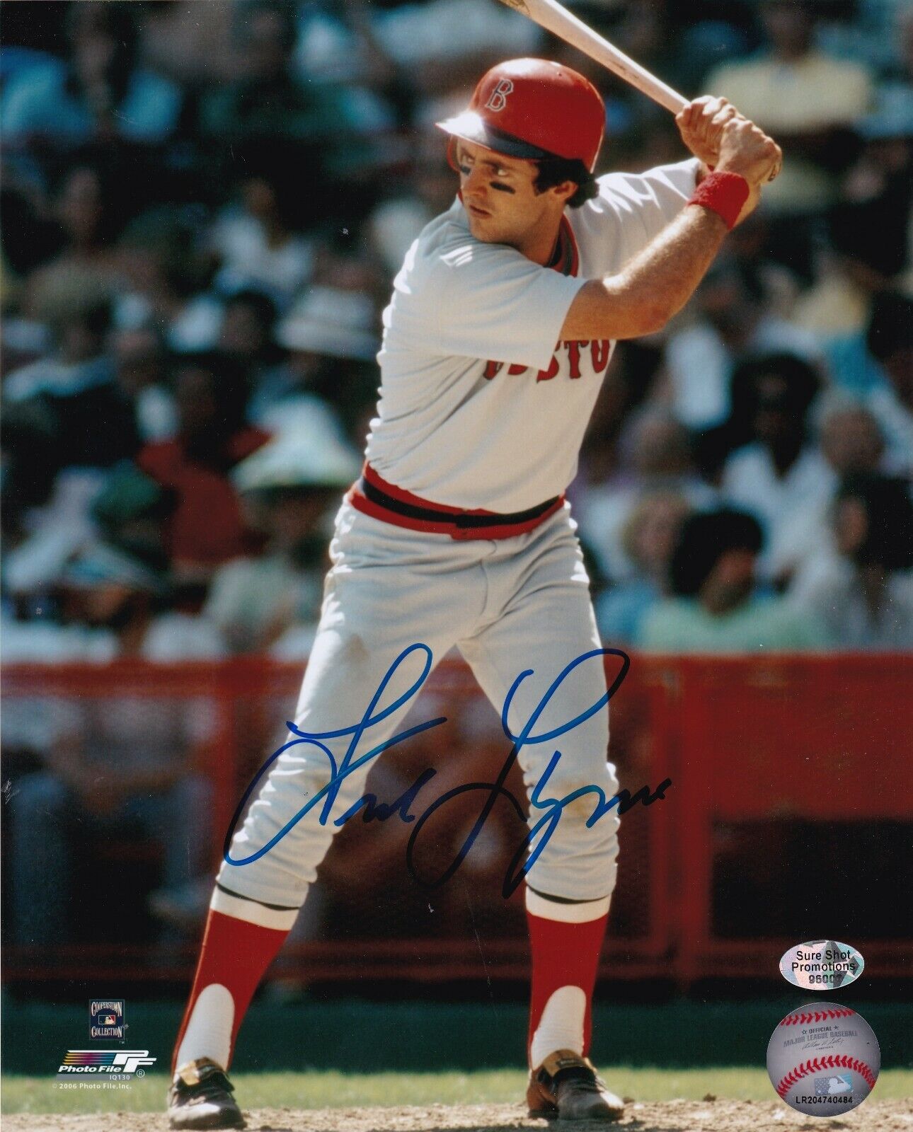 FRED LYNN BOSTON RED SOX ACTION SIGNED 8x10