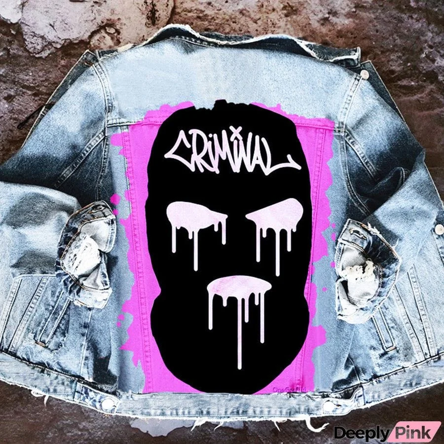 Halloween Print Long Sleeve Denim Jacket
