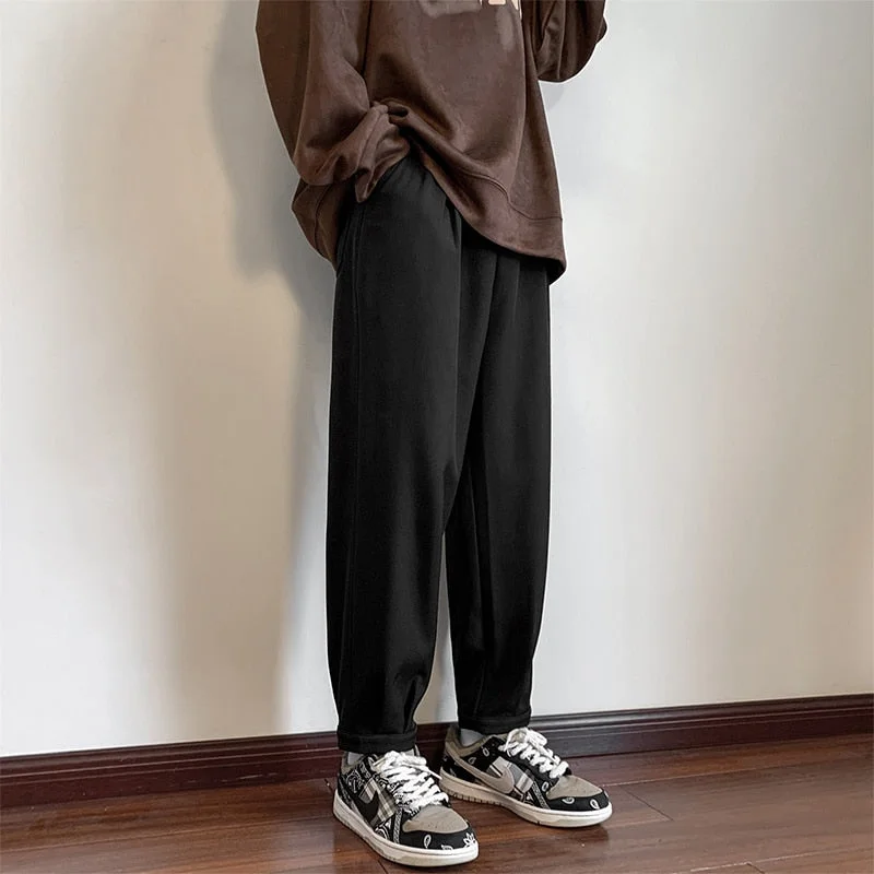 Inongge New Style Men's Winter Pants Fleece Lining Thermal Trousers Regular Fit Fashion Bottoms Joggers Man Casual Sweatpants Black 5XL