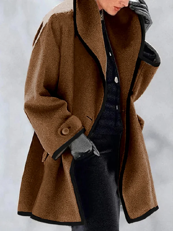 Buttoned Long Sleeves Stand Collar Outerwear Coats
