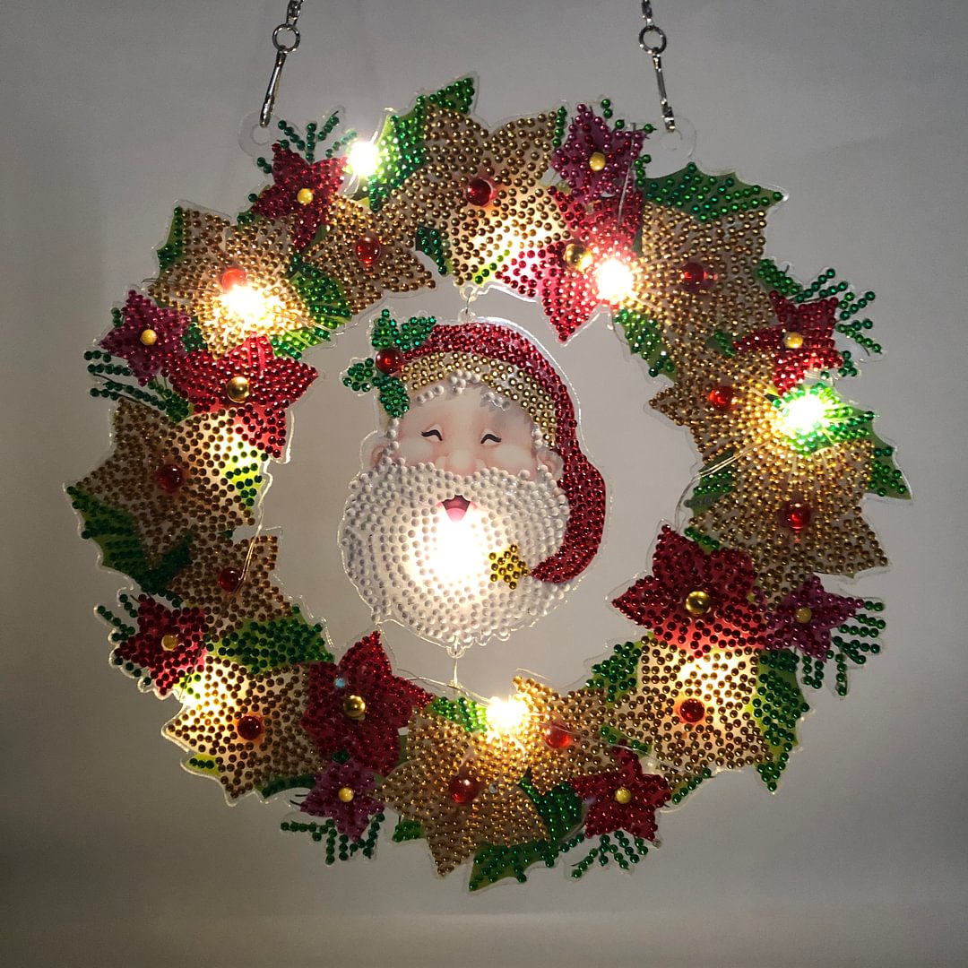 DIY Diamond Wreath Christmas series (with hanging chain and decorative lights)