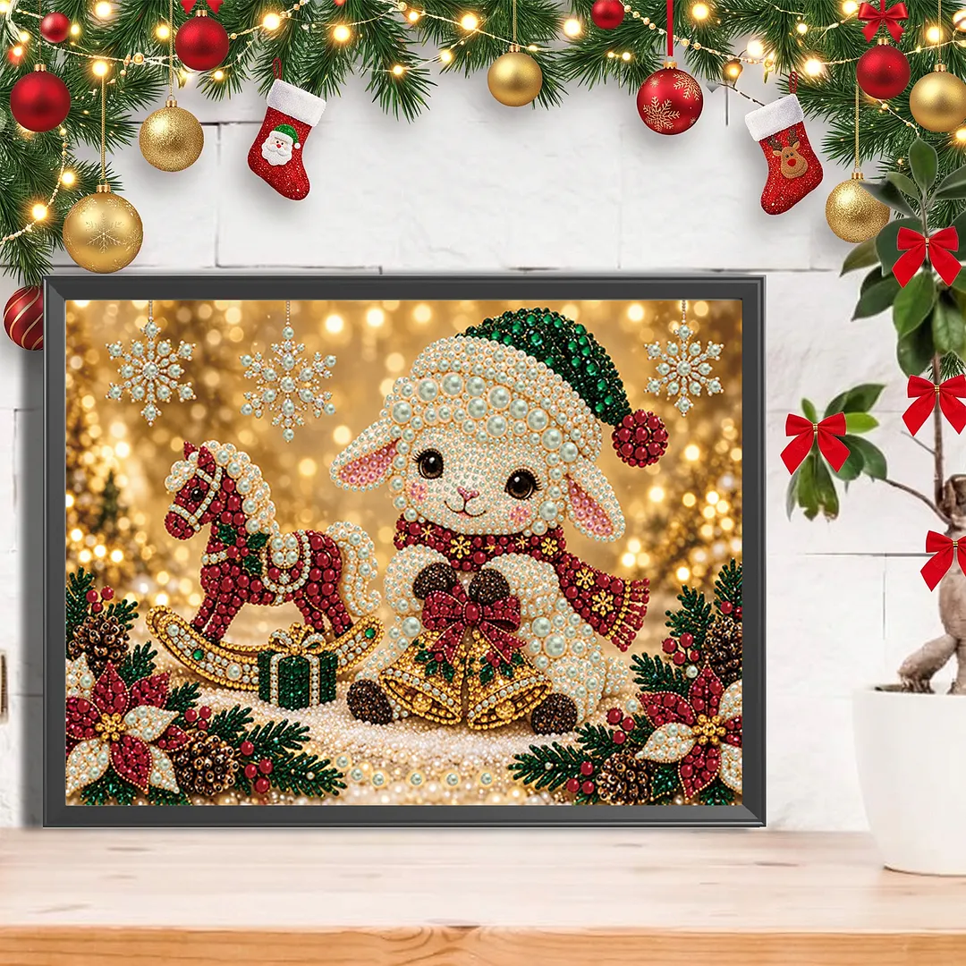 Pearl Painting Kit for Adults Christmas Lamb 15.75x11.81in