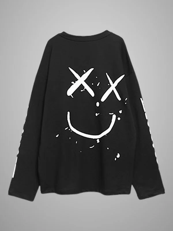 ✓ Cute Black long oversized sleeve emo tee