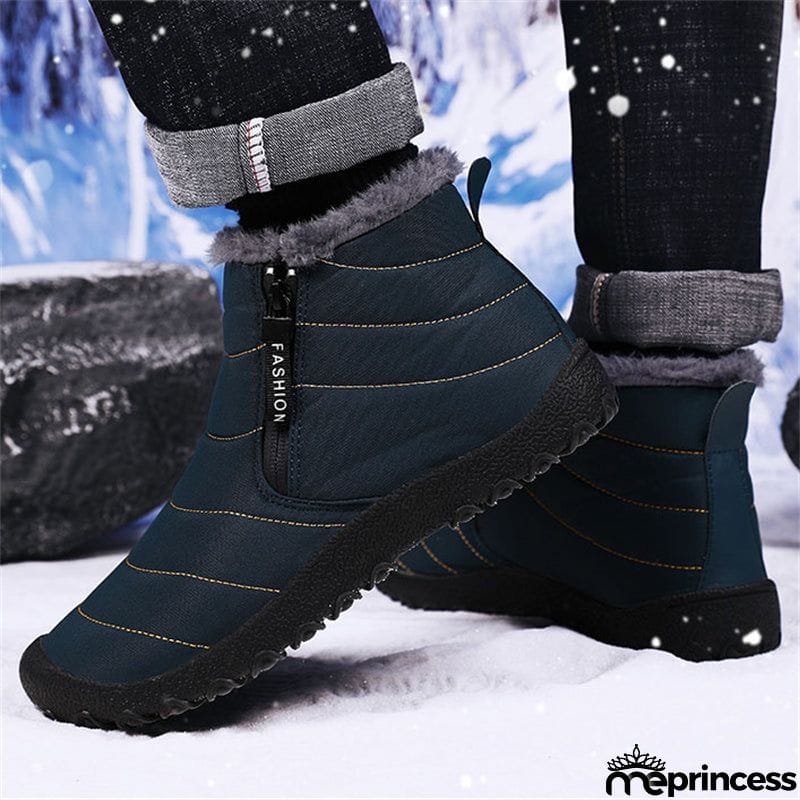 Double Zip Plush Lined Outdoor Ankle Snow Boots for Men