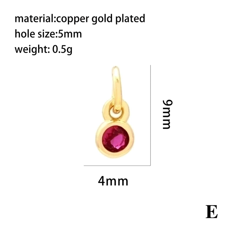 Casual Minimalist Round Rectangle Copper Plating Inlay Zircon 18k Gold Plated Charms