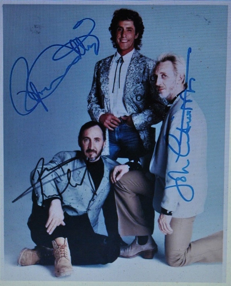 The Who Signed Photo Poster painting X3 Roger Daultrey, Pete Townshend, John Entwhistle wCOA