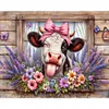 Vache de ferme r&eacute;tro - perceuse ronde peinture diamant - 50*40cm