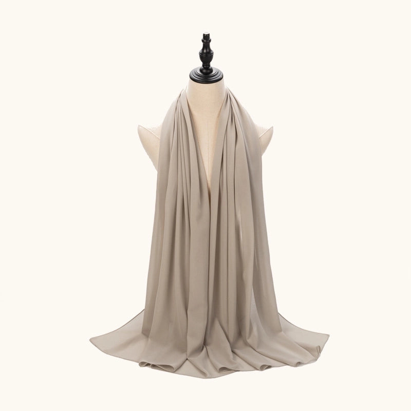 Hot Pearl Chiffon Yarn Muslim Women Hijab Silk Scarf Hui Turban Plain Long Scarf