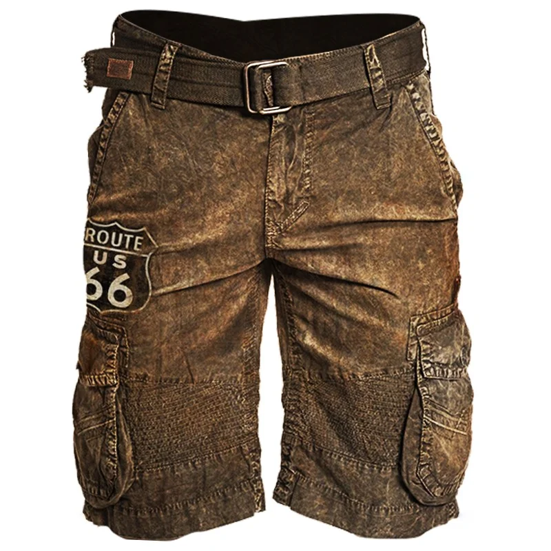 Mens Route 66 Printed Casual Tactical Shorts / [viawink] /