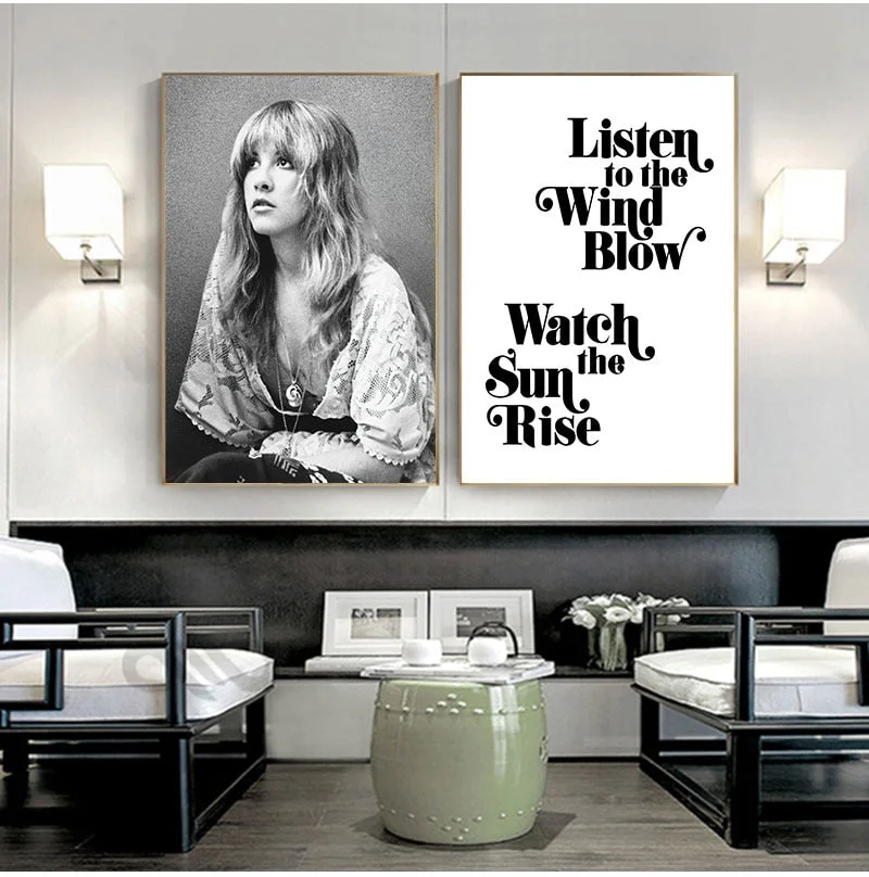 Stevie Nicks Print Fleetwood Mac Poster Woodstock Rock Music Art 1970s Rock Posters Canvas Painting Pictures Home Wall Art Decor