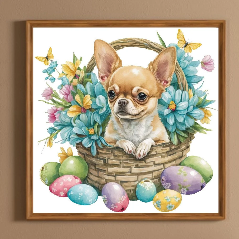Diamond Painting - Full Round Drill - Easter Dog(Canvas|30*30cm)