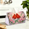 (24cm)Diamond Art Tissue Box DIY PU Napkin Cover for Home(Cardinal and flowers)