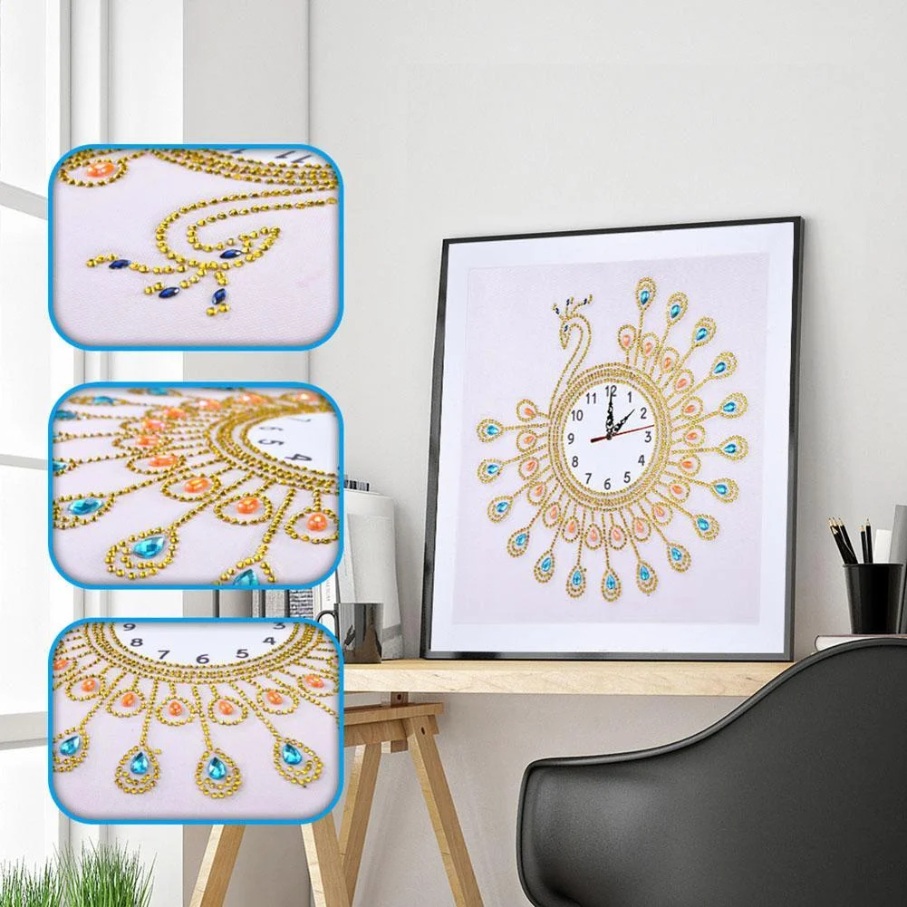 DIY Diamond Painting - Special Shaped - Peafowl Wall Clock Craft