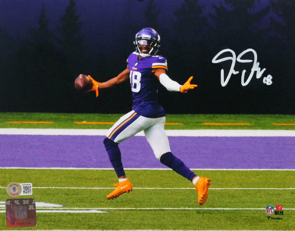 Justin Jefferson Autographed Minn. Vikings 8x10 FP Taunting Photo Poster painting- BA W Holo