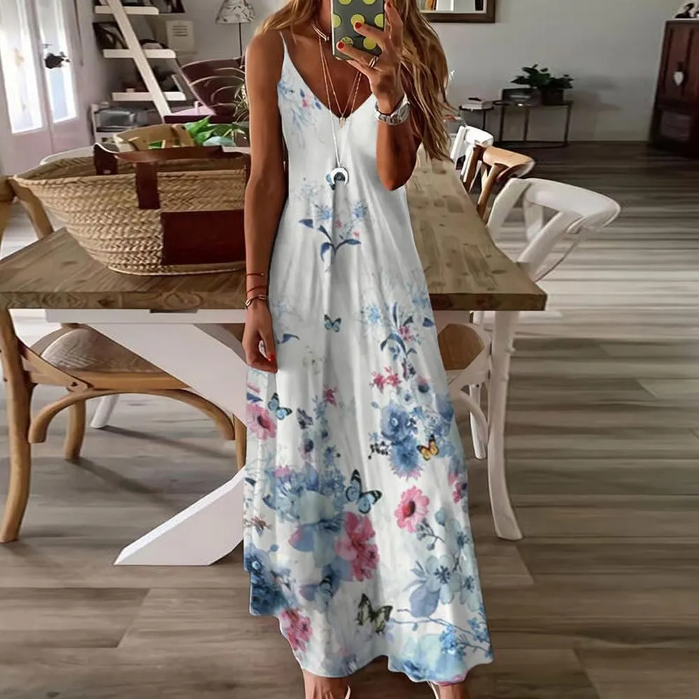 Glamorous Print Sleeveless Maxi Dress-vocosishoes