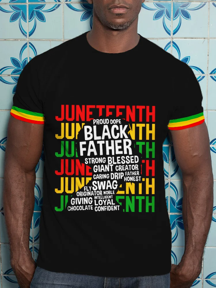 BrosWear Men's Juneteenth Proud Dope Black Father Casual T Shirt