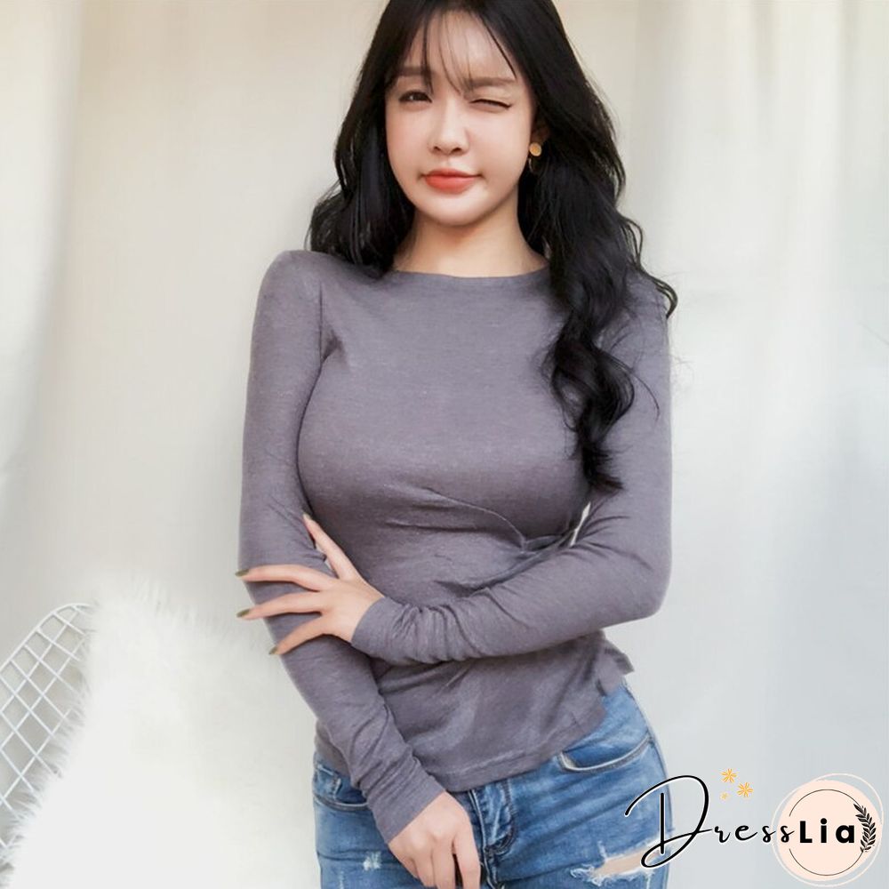 Christmas Gift Women O-neck Long Sleeve T shirts Lady White Cotton Tops Female Soft Casual Tees Women's Slim Frill Black T-shirt