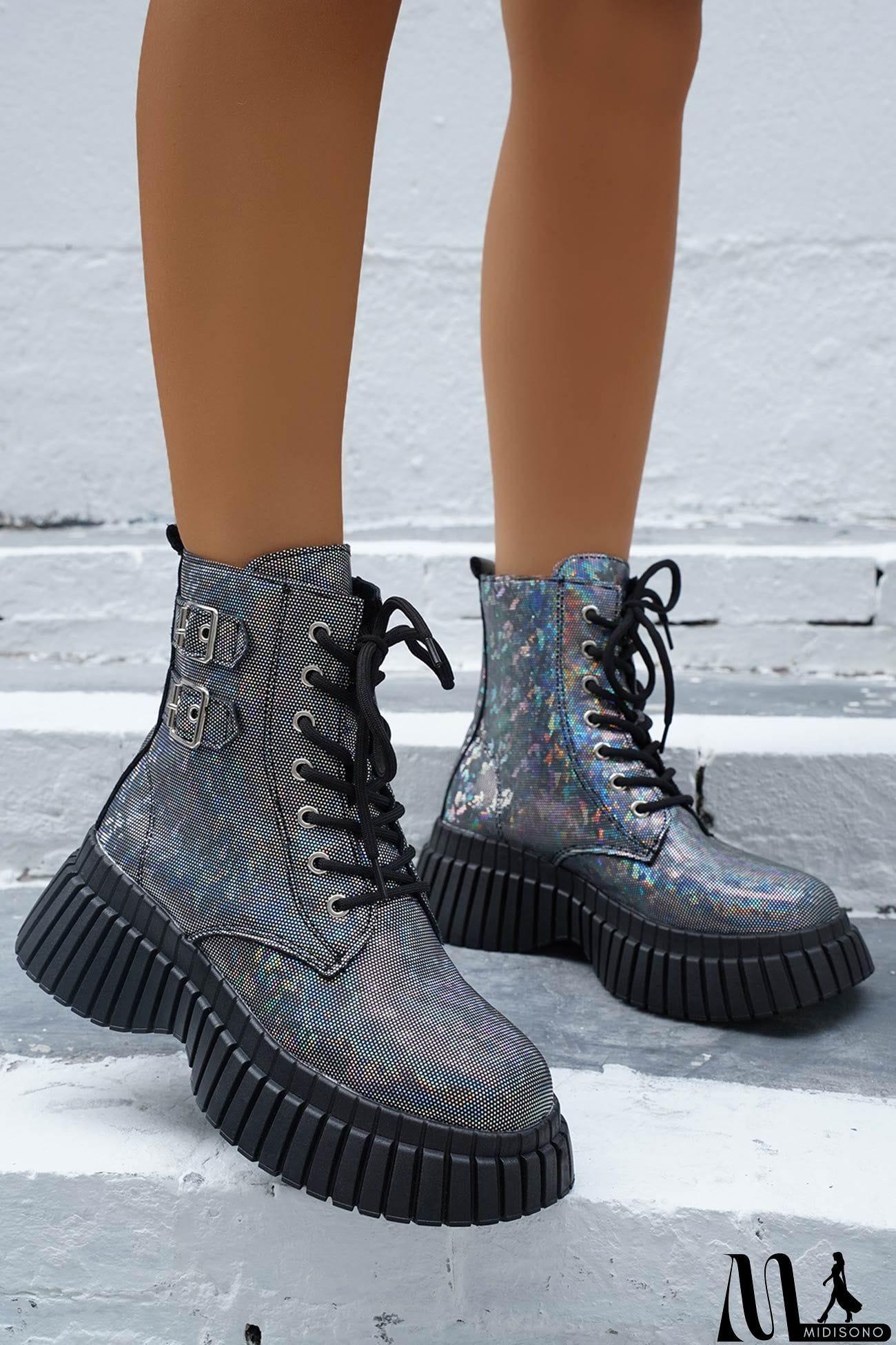 MidiSono - Glossy Platform Martin Boots
