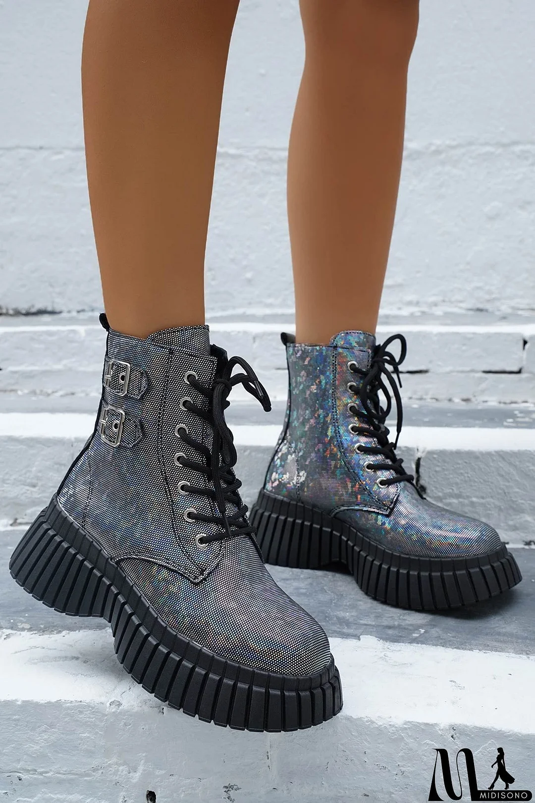 MidiSono - Glossy Platform Martin Boots