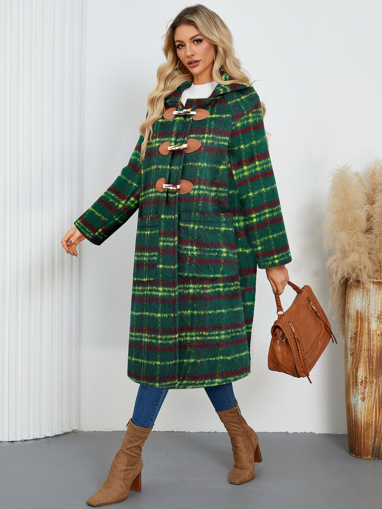 Elegant Plaid Retro Long Coat