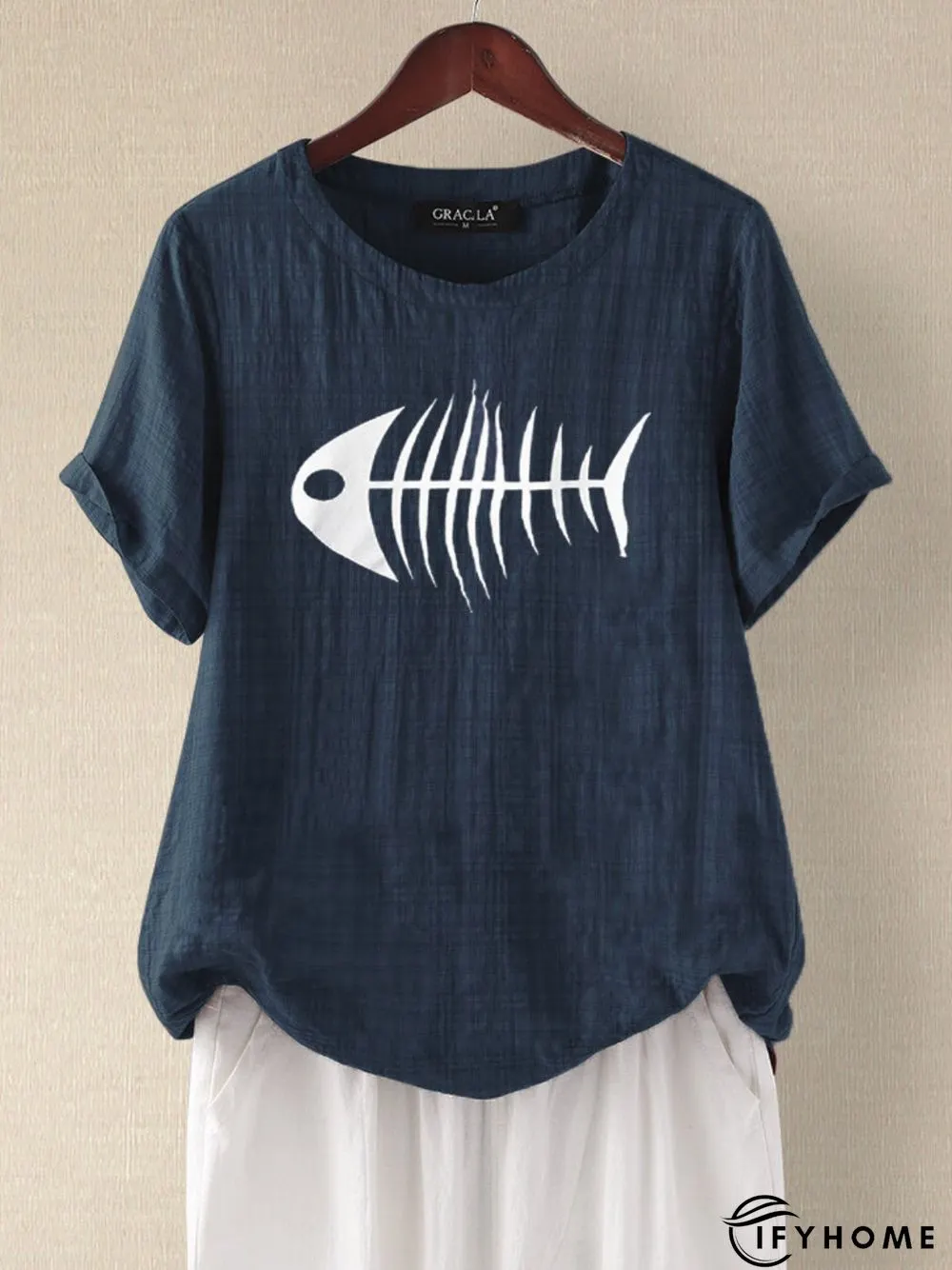 Cotton Casual Crew Neck Loose T-Shirts | IFYHOME
