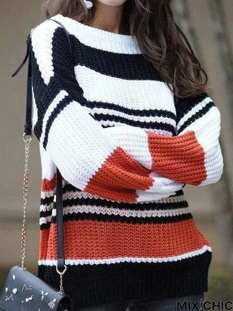 Multicolor Cotton-Blend Long Sleeve Sweater