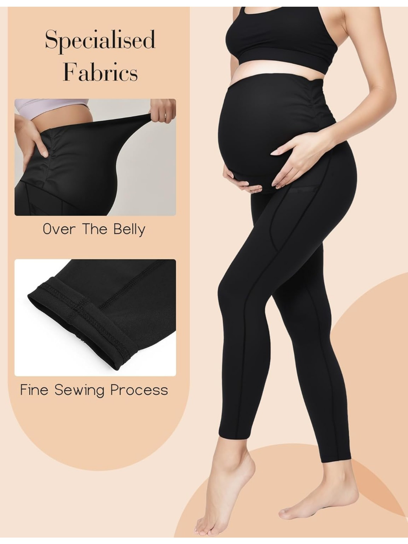 Womens Maternity Leggings Over The Belly Pregnancy Yoga Pants Non-See-Through Workout | IFYHOME