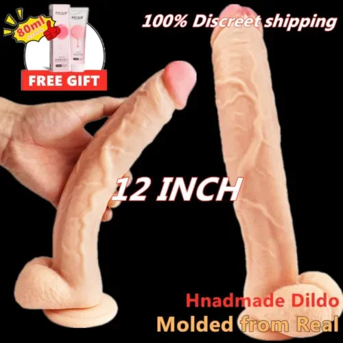 pornhint Pornhint 12 INCH Liquid Silicone Realistic Dildo Skin Feeling Huge Penis Suction Big-Dick