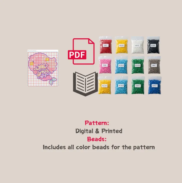 Mermaid Little Twin Star Pattern Fuse Bead Kit  | Cute DIY Fuse Beads Set