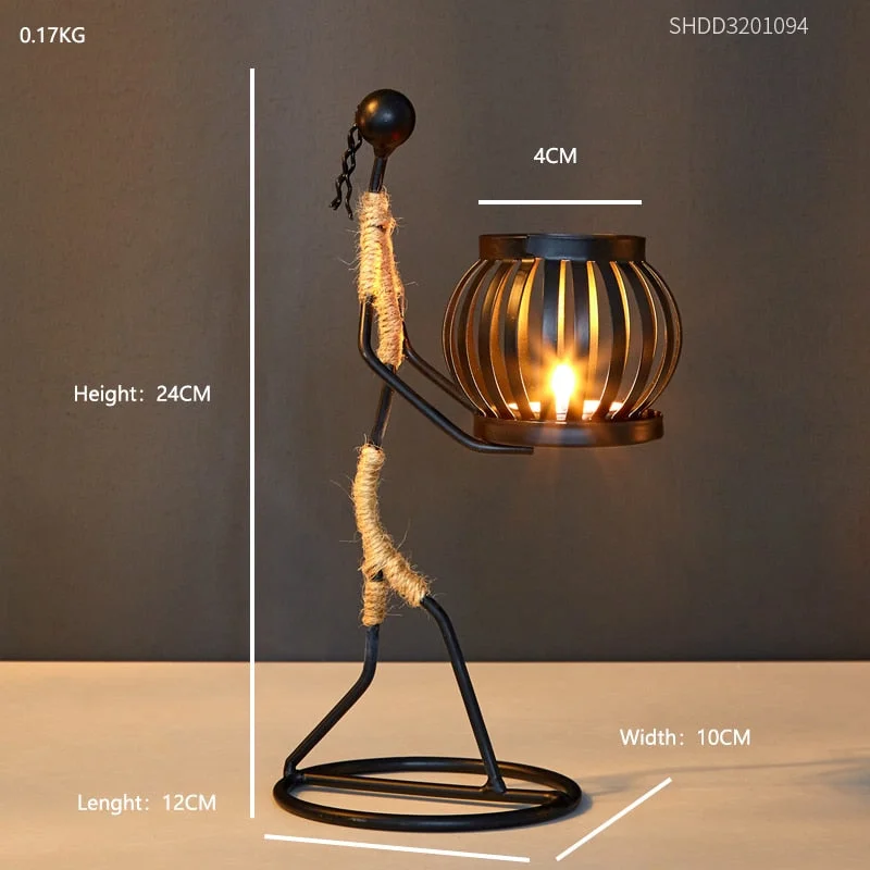 Retro Home Decoration Accessories Creative Candle Holder Iron Kitchen Restaurant Romantic Candlestick Halloween Bar desk decor