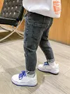 Kid Boy Denim Long Pants Casual Elastic Waist Trousers Jeans