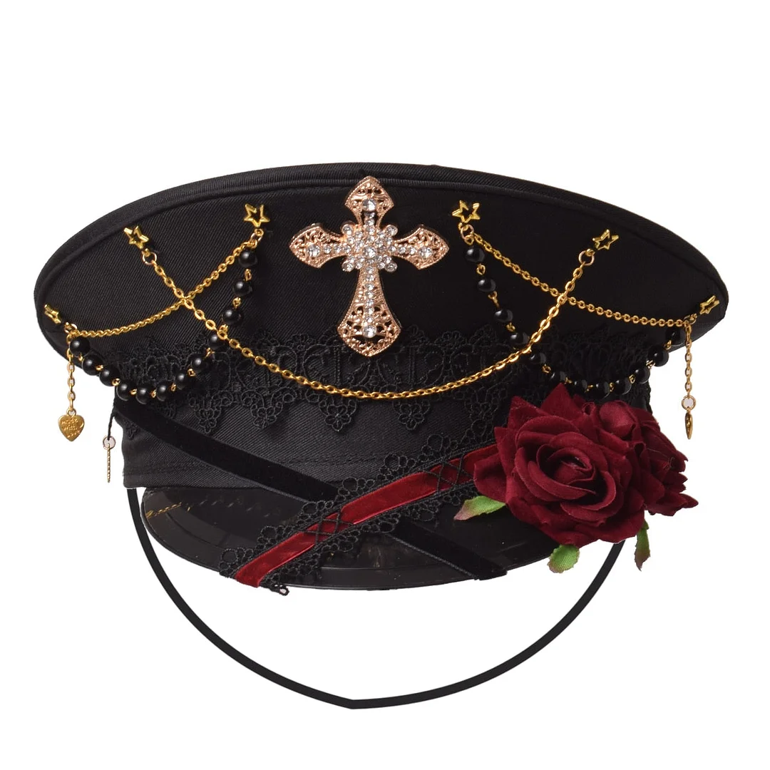 Gothic Punk Cross Lolita Rose Hat SP16980