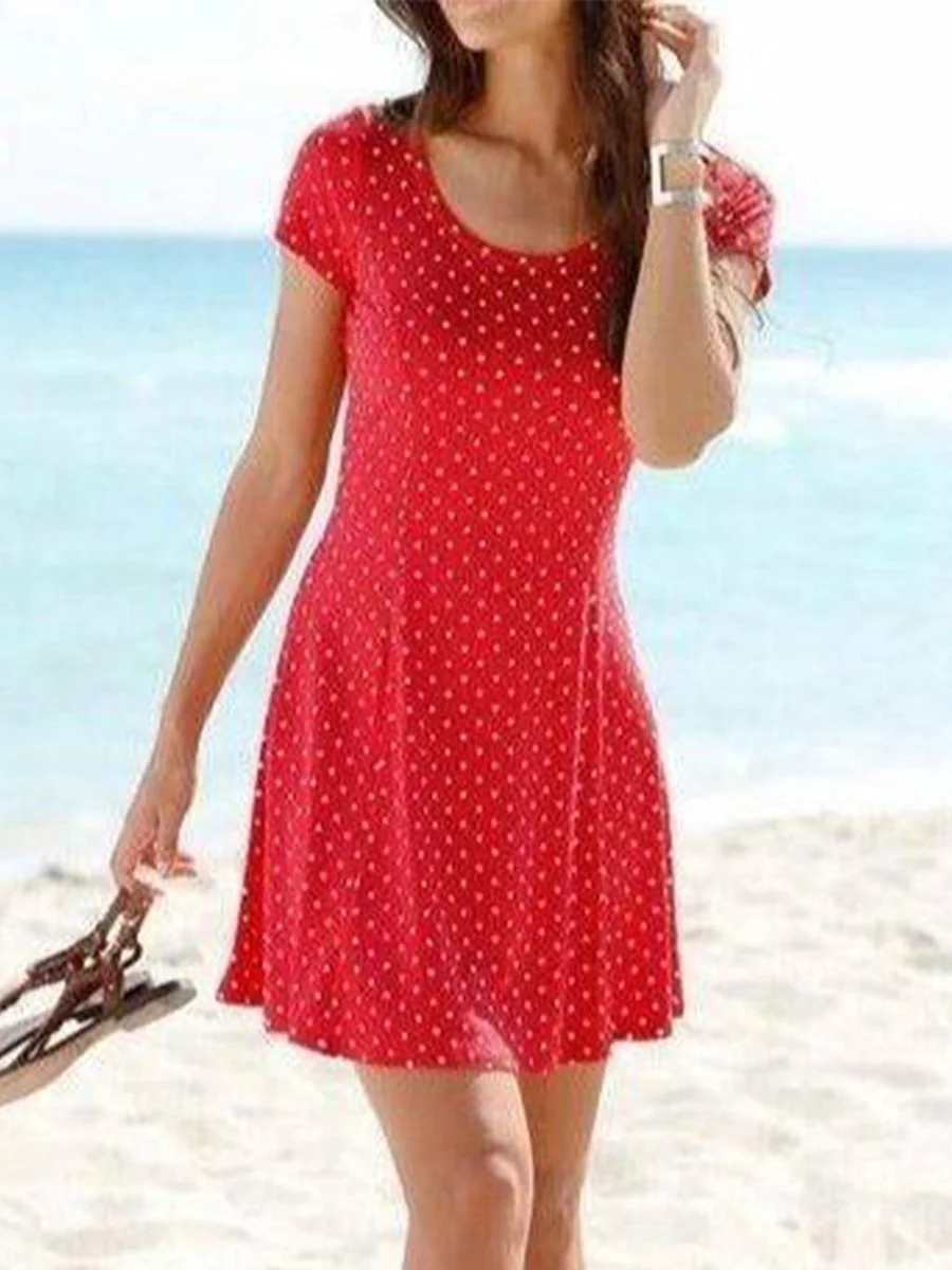Beach Polka Dot Printing Shift Dress
