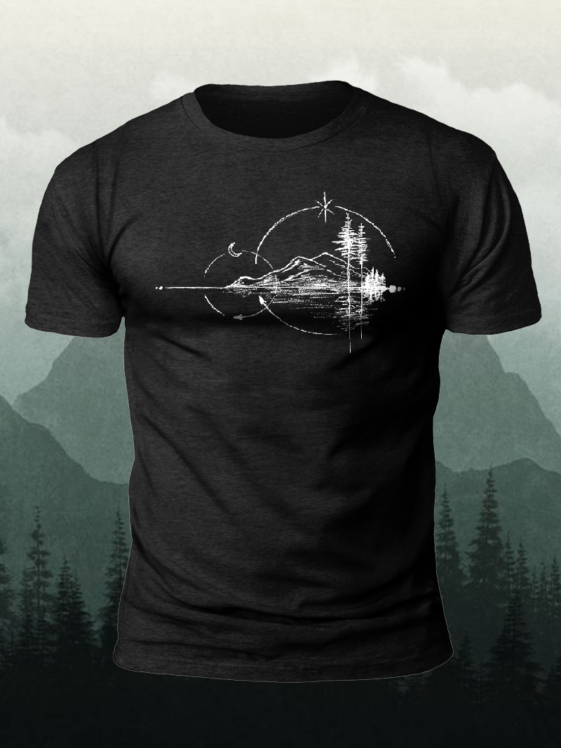 Men's Geometric Mountain Short-Sleeved Shirt