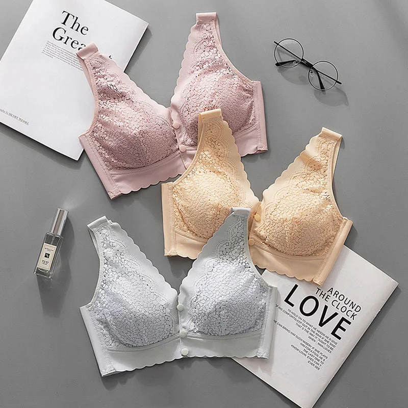 [3pcs] High-end lace bra with front buckle