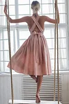 Cross Back Bow-tie /Lace Up Linen Dress