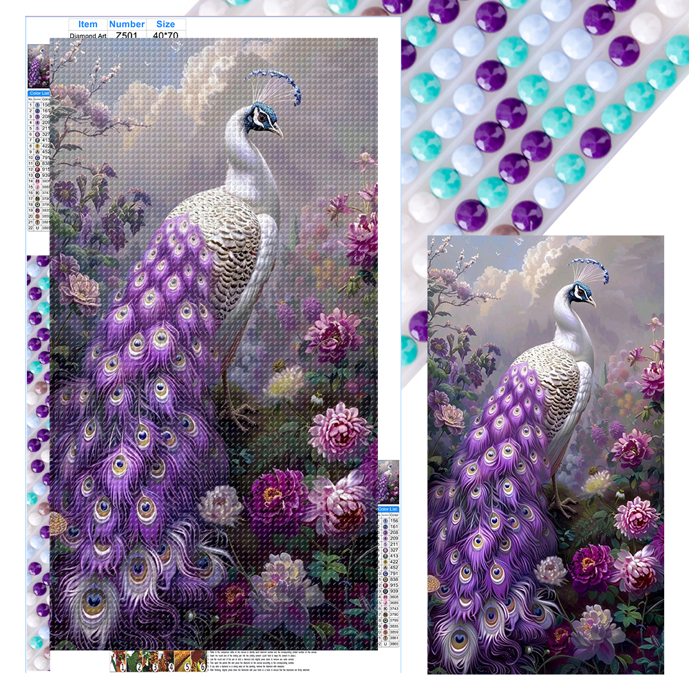 Peacock 40*70cm(canvas) full round drill diamond painting