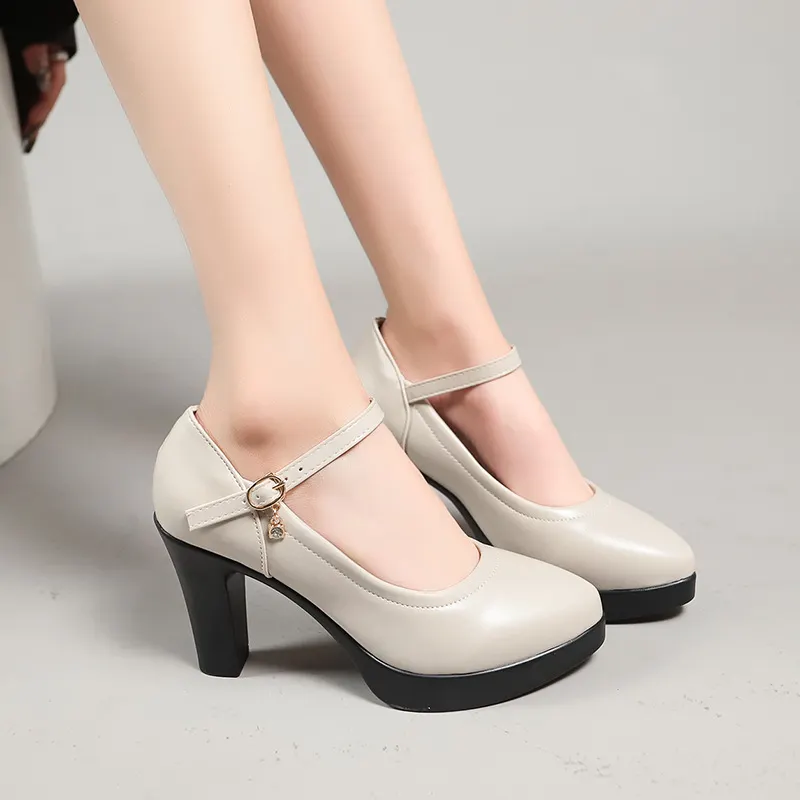 Breakj Breakj Table High Heel Mary Jane Fashion Women's Shoes 2025 New Design Feels Comfortable One-Word Sexy Women's Shoes Large Size
