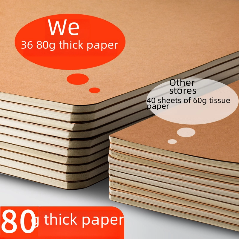 B5 Student Workbook Cowhide Paper Stitched Notebook Diary Practice Book Office Stationery